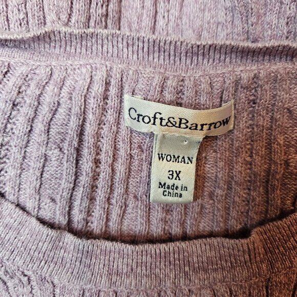 Croft & Barrow Womens 3X Cable Knit Sweater Purple casual Cotton modest Office - Picture 7 of 9